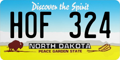 ND license plate HOF324