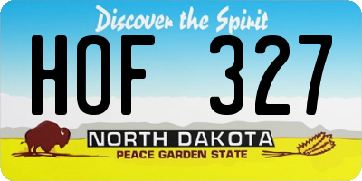 ND license plate HOF327
