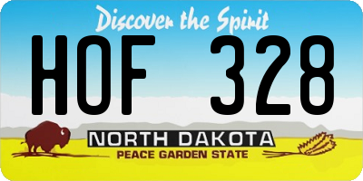 ND license plate HOF328