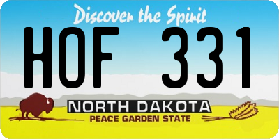 ND license plate HOF331