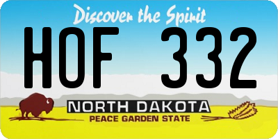 ND license plate HOF332