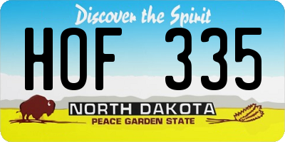 ND license plate HOF335