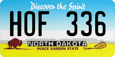 ND license plate HOF336