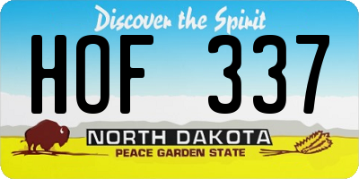 ND license plate HOF337