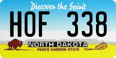 ND license plate HOF338