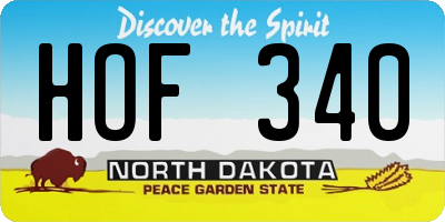 ND license plate HOF340
