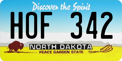 ND license plate HOF342