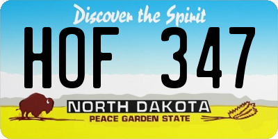 ND license plate HOF347
