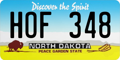 ND license plate HOF348