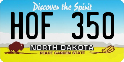 ND license plate HOF350