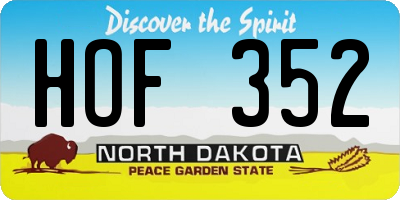 ND license plate HOF352