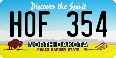 ND license plate HOF354