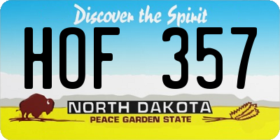 ND license plate HOF357