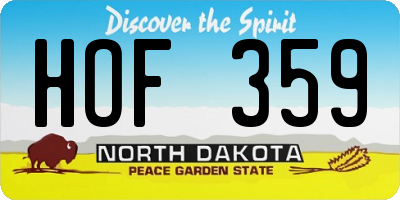 ND license plate HOF359
