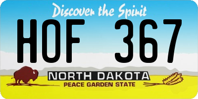 ND license plate HOF367