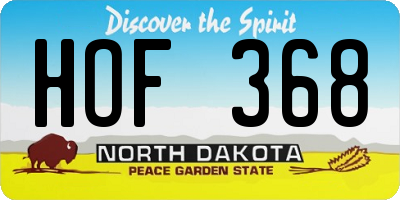 ND license plate HOF368