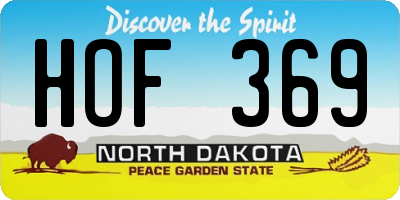 ND license plate HOF369