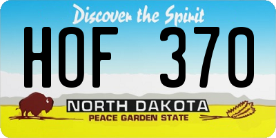 ND license plate HOF370