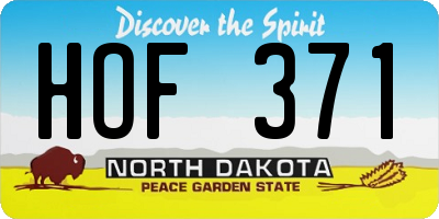 ND license plate HOF371