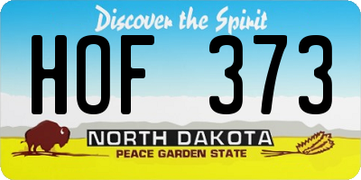 ND license plate HOF373
