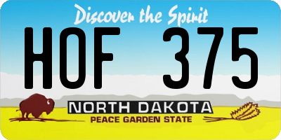 ND license plate HOF375