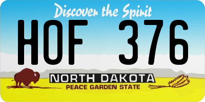 ND license plate HOF376