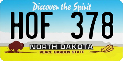 ND license plate HOF378