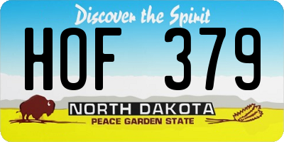 ND license plate HOF379