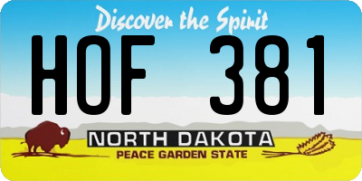 ND license plate HOF381
