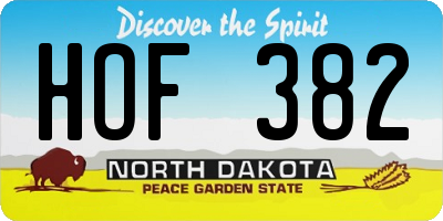 ND license plate HOF382