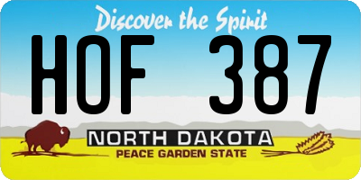 ND license plate HOF387