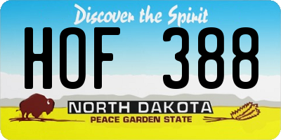 ND license plate HOF388