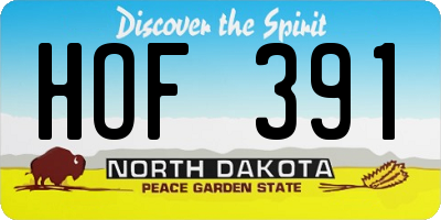 ND license plate HOF391