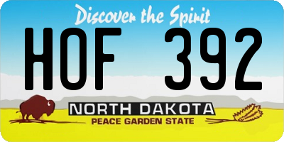 ND license plate HOF392
