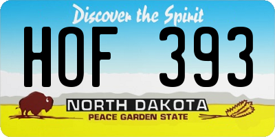 ND license plate HOF393