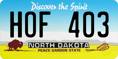 ND license plate HOF403