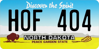ND license plate HOF404
