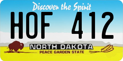 ND license plate HOF412