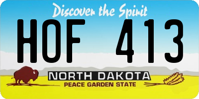 ND license plate HOF413
