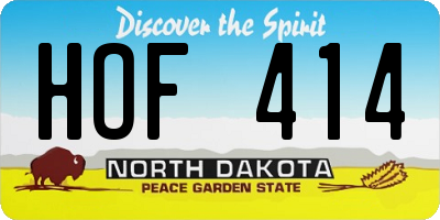 ND license plate HOF414