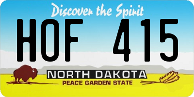 ND license plate HOF415