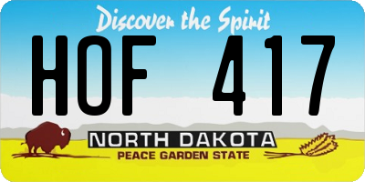 ND license plate HOF417