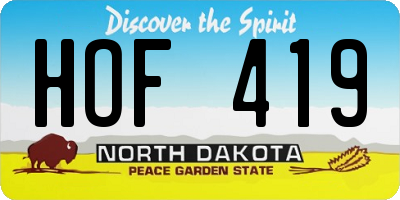 ND license plate HOF419