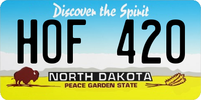 ND license plate HOF420