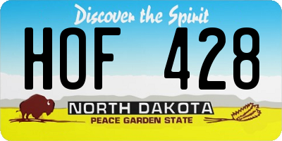 ND license plate HOF428
