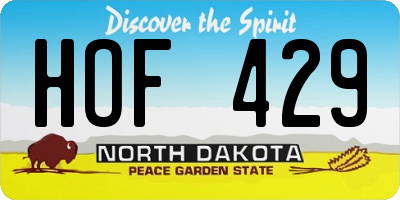 ND license plate HOF429