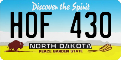 ND license plate HOF430