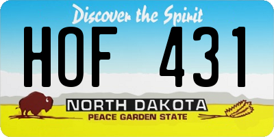 ND license plate HOF431