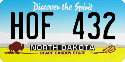 ND license plate HOF432