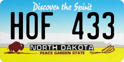 ND license plate HOF433